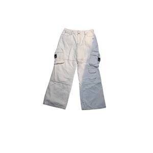 Machine Denim Cargo Jeans – Cream – 100% Cotton – Size 14